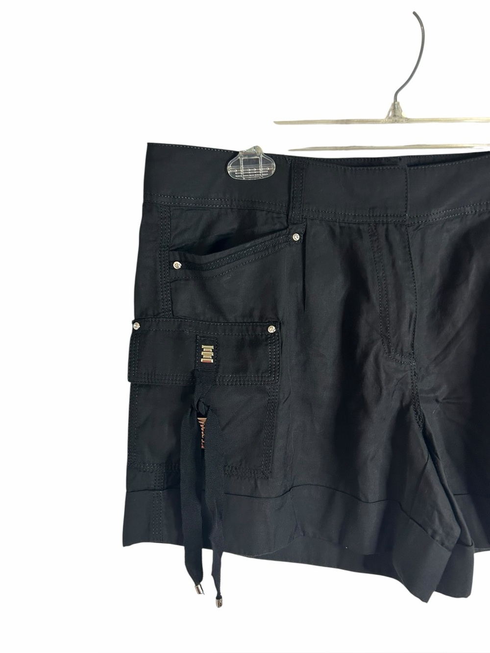 White House Black Market WHBM Black Cargo Shorts Silver Embellished Women’s 10 - Picture 6 of 13